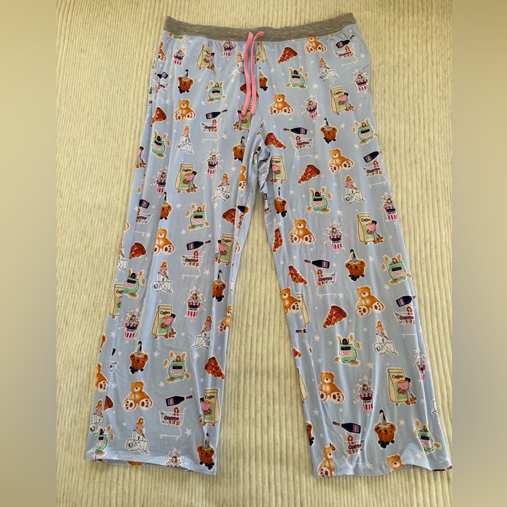 Jane and Bleecker Light Blue Pajama Pants with Fun Costco Print